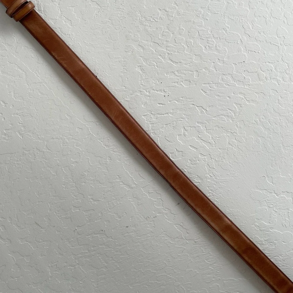 Vintage ACE MARKS Handcrafted Brown Leather Belt size 125|110 (38) Made in Italy